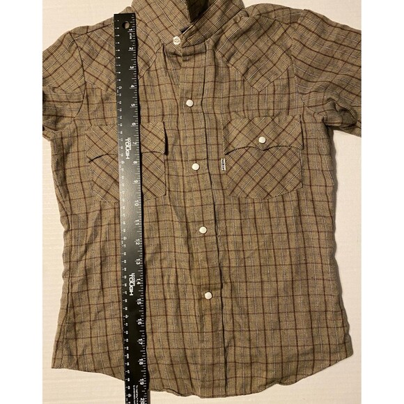 VTG Levi's Plaid Western Shirt Pearl Snap Youth Small Boys 8-10 Rodeo Korea GUC - Picture 12 of 16